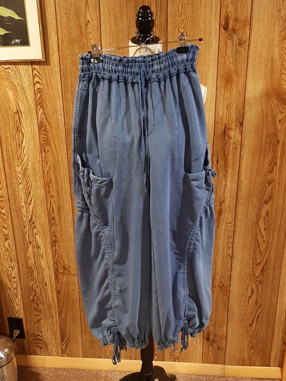 Mittoshop Blue Mineral-Washed French Terry Ruched Joggers (M)
